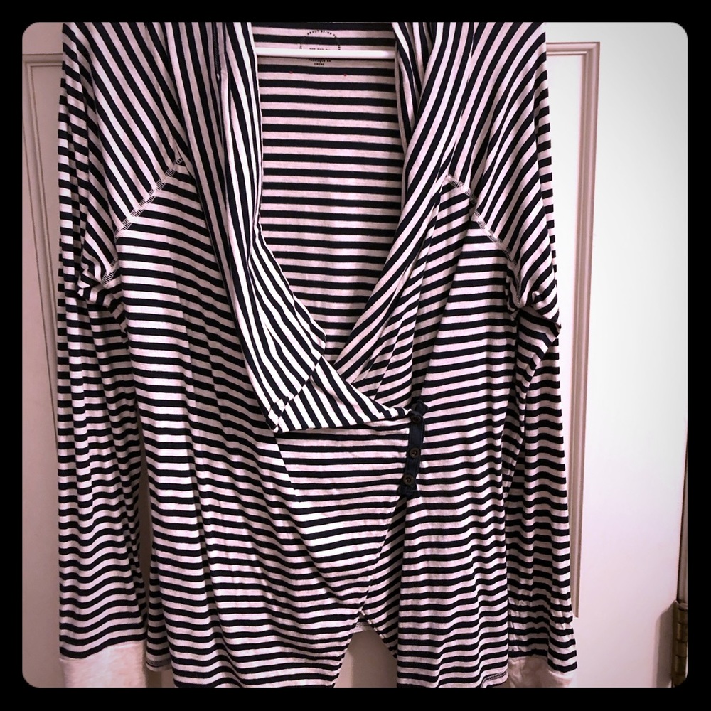 Navy blue and white striped top